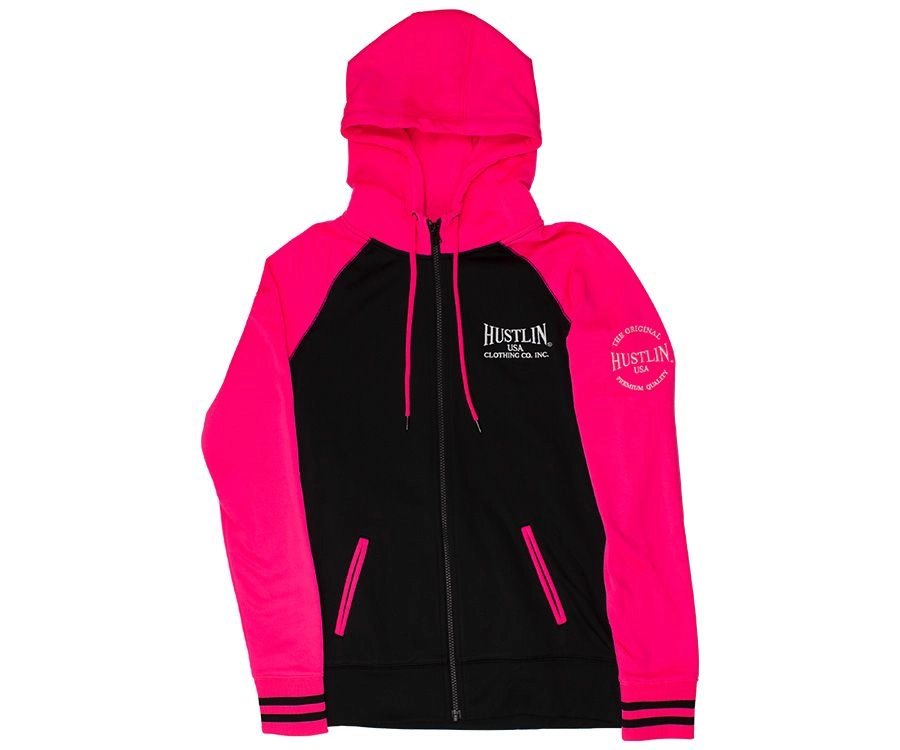 Hustlin USA Women's Pink Zip Up Hoodie