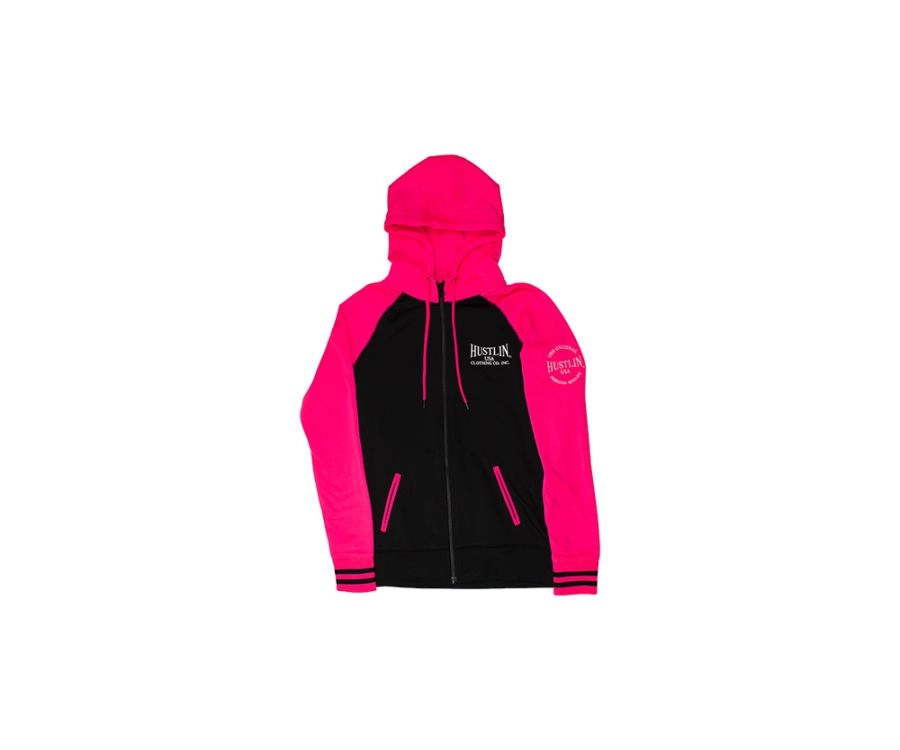 Hustlin USA Women's Pink Zip Up Hoodie - Image 2