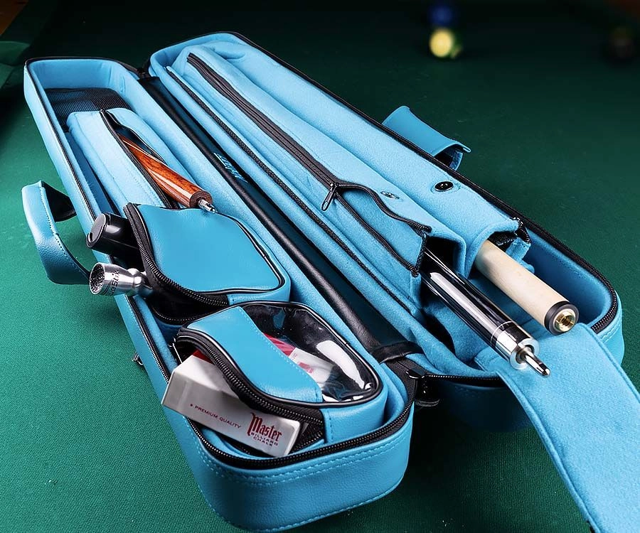 Molinari 2 Butt 4 Shaft Cyan/Black Flat Cue Case - Image 4