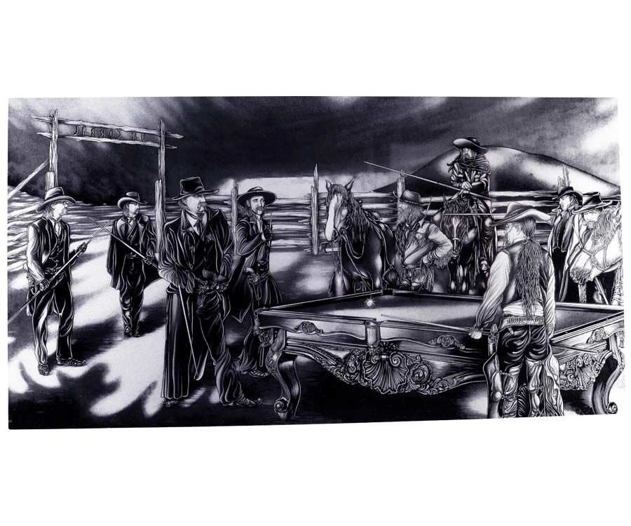 "Shoot Out" Floating Wall Art (30" X 15.75") - Black And White - Image 5