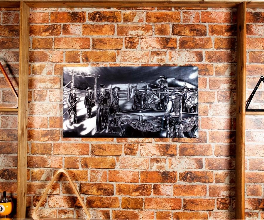 "Shoot Out" Floating Wall Art (30" X 15.75") - Black And White - Image 3