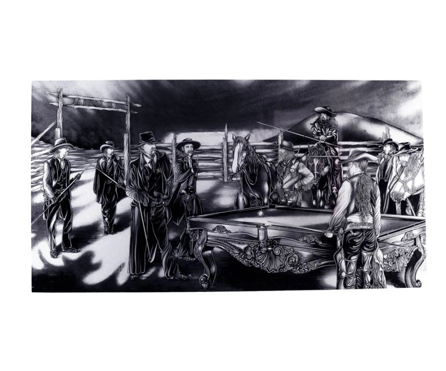 "Shoot Out" Floating Wall Art (30" X 15.75") - Black And White - Image 4