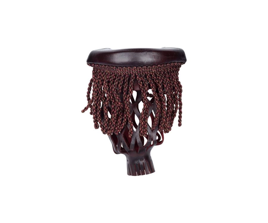 Burgundy Fringe Leather Pocket Set (Set Of 6) - Image 2