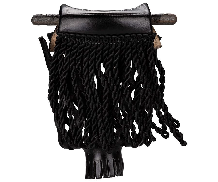 Black Fringe Leather Pocket Set (Set Of 6)